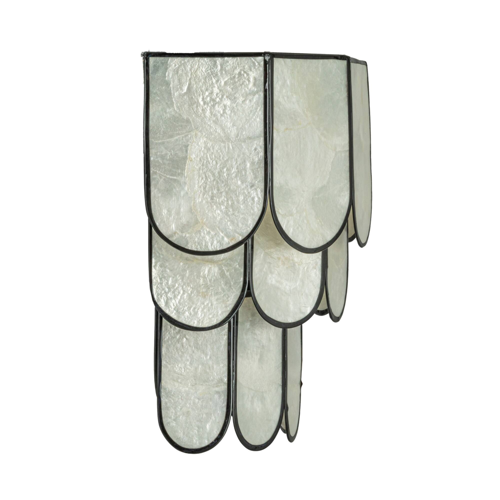Hello Honey® Black Finish Laminated Capiz Tiered Wall Sconce